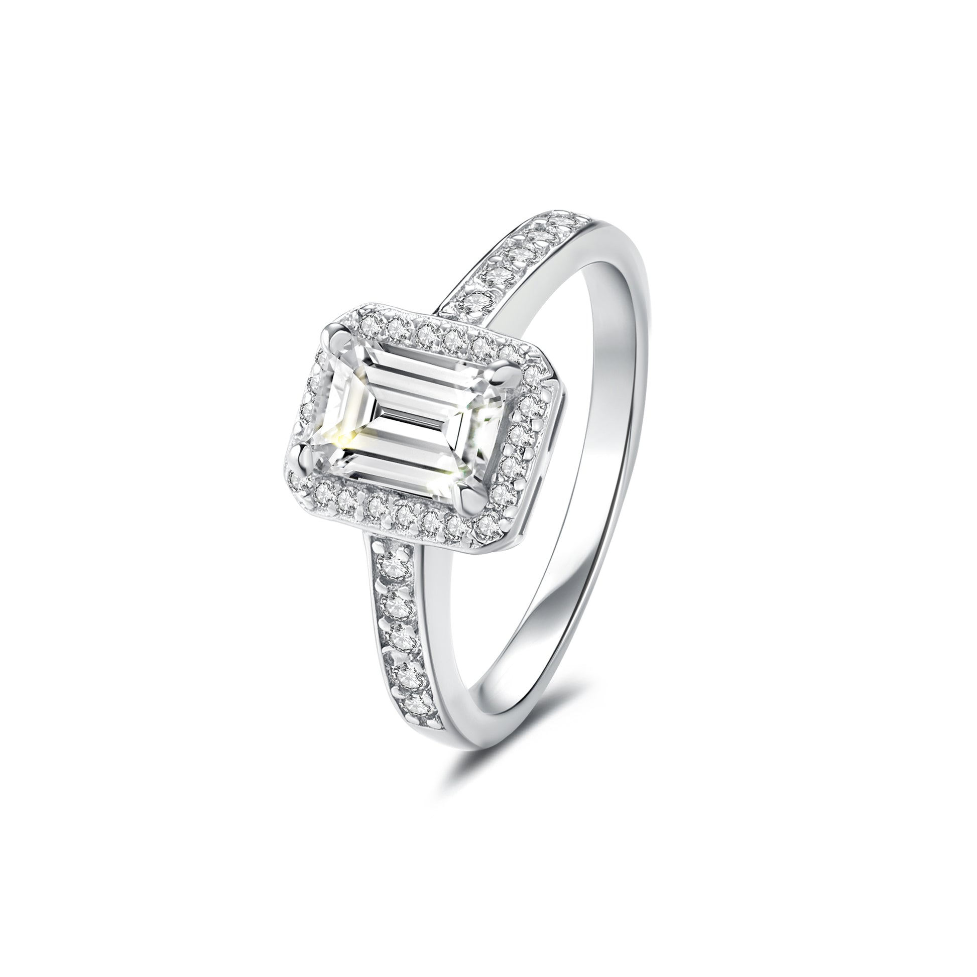 Halo Emerald Lab Diamond Ring in Platinum - Neoshine