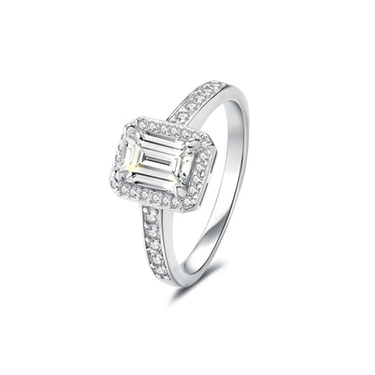 Halo Emerald Lab Diamond Ring in Platinum - Neoshine
