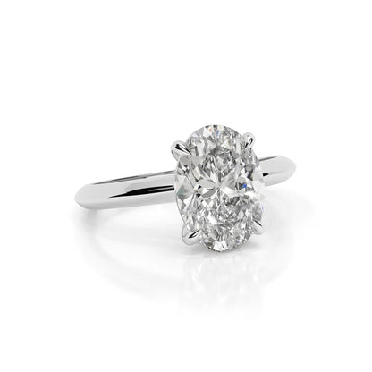 Solitaire Oval Lab Diamond Ring in Platinum 4 Prong Setting - Neoshine