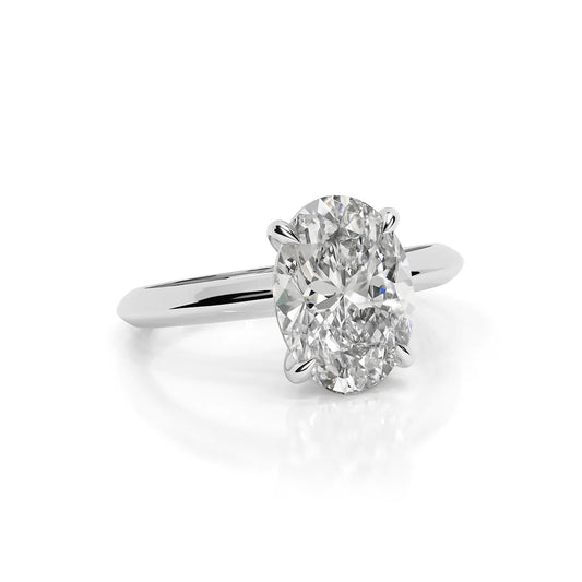 Solitaire Oval Lab Diamond Ring in Platinum 4 Prong Setting - Neoshine