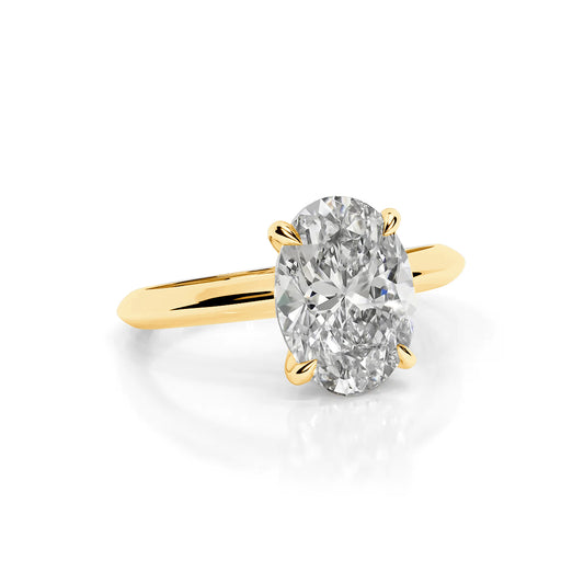 Solitaire Oval Lab Diamond Ring in 18K Yellow Gold 4 Prong Setting - Neoshine