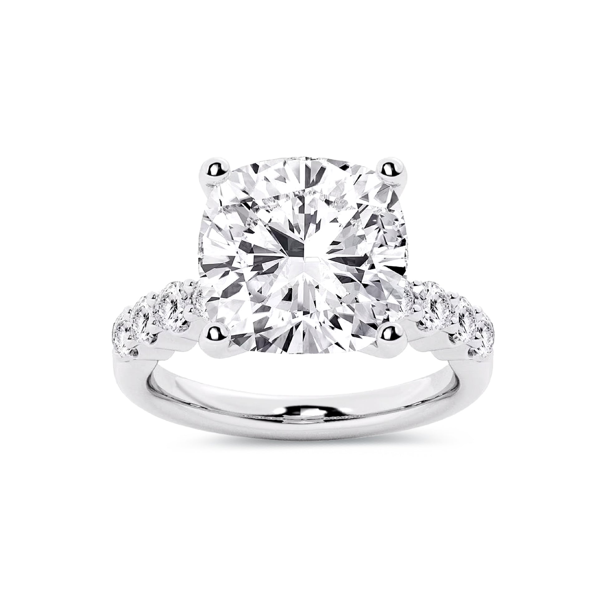 Solitaire Cushion Lab Diamond Ring in Platinum 4 Prong Setting - Neoshine
