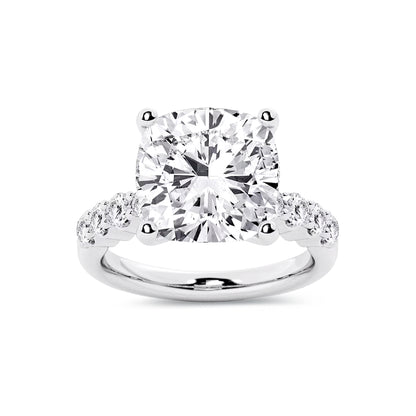 Solitaire Cushion Lab Diamond Ring in Platinum 4 Prong Setting - Neoshine