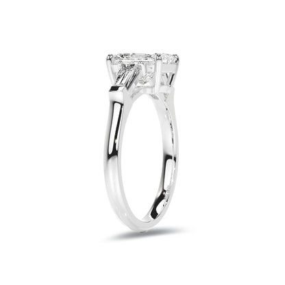 Three Stone Radiant Lab Diamond Ring in Platinum 4 Prong Setting - Neoshine