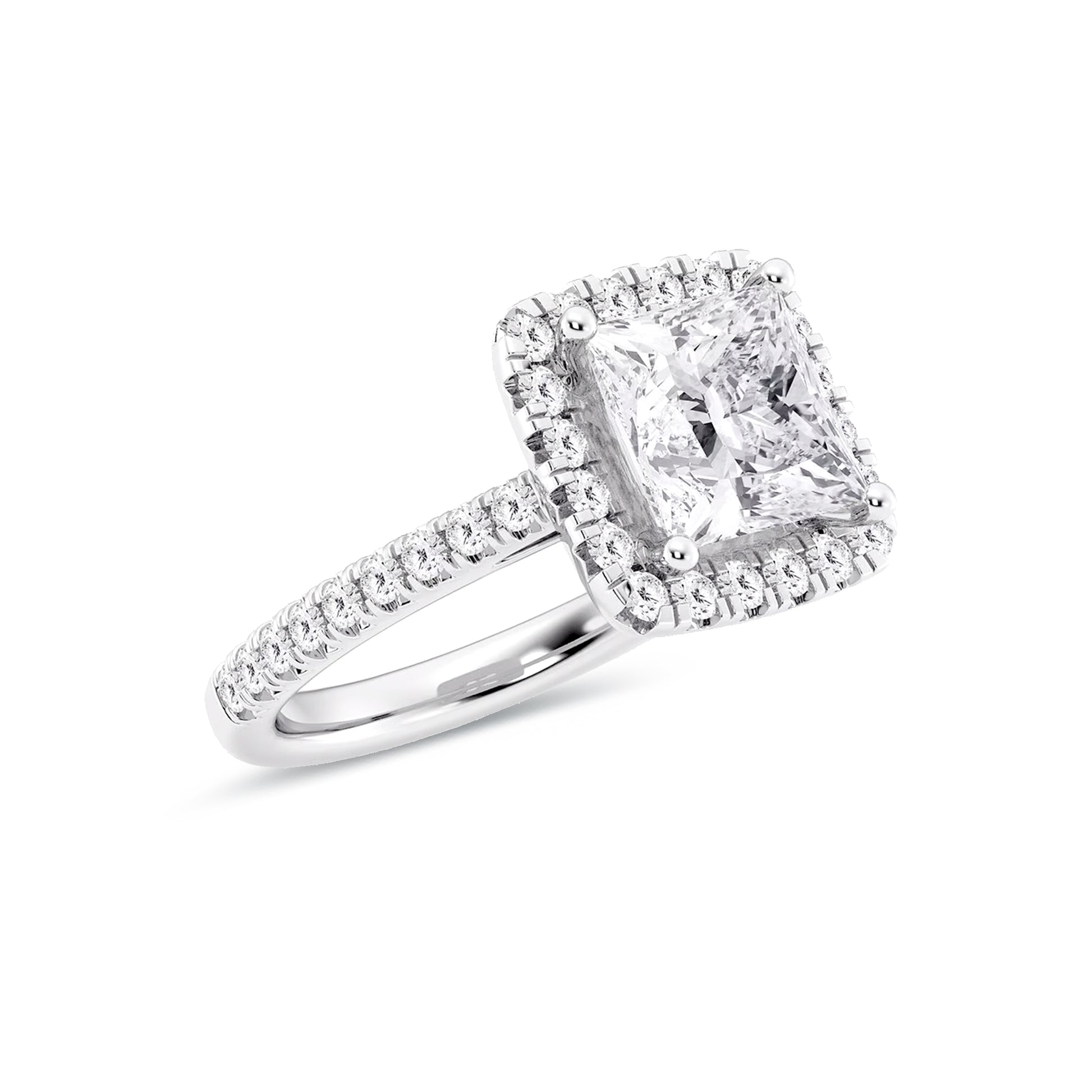 Halo Princess Lab Diamond Ring in Platinum 4 Prong Setting - Neoshine