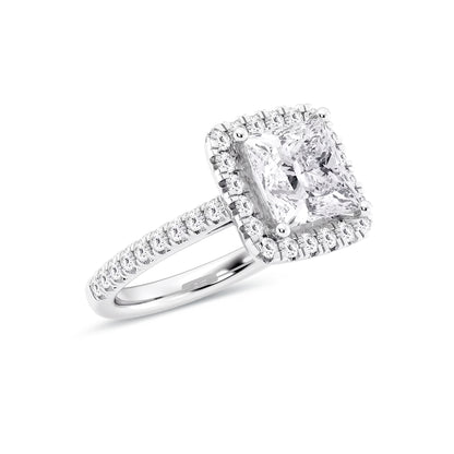 Halo Princess Lab Diamond Ring in Platinum 4 Prong Setting - Neoshine
