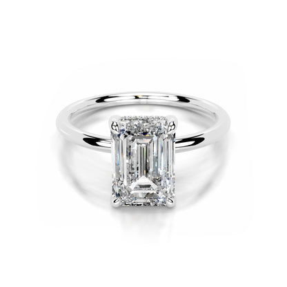 Hidden Halo Emerald Lab Diamond Ring in Platinum 4 Prong Setting - Neoshine