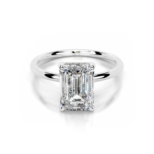 Hidden Halo Emerald Lab Diamond Ring in Platinum 4 Prong Setting - Neoshine