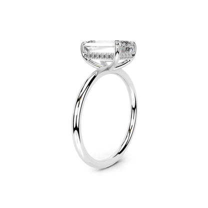 Hidden Halo Emerald Lab Diamond Ring in Platinum 4 Prong Setting - Neoshine
