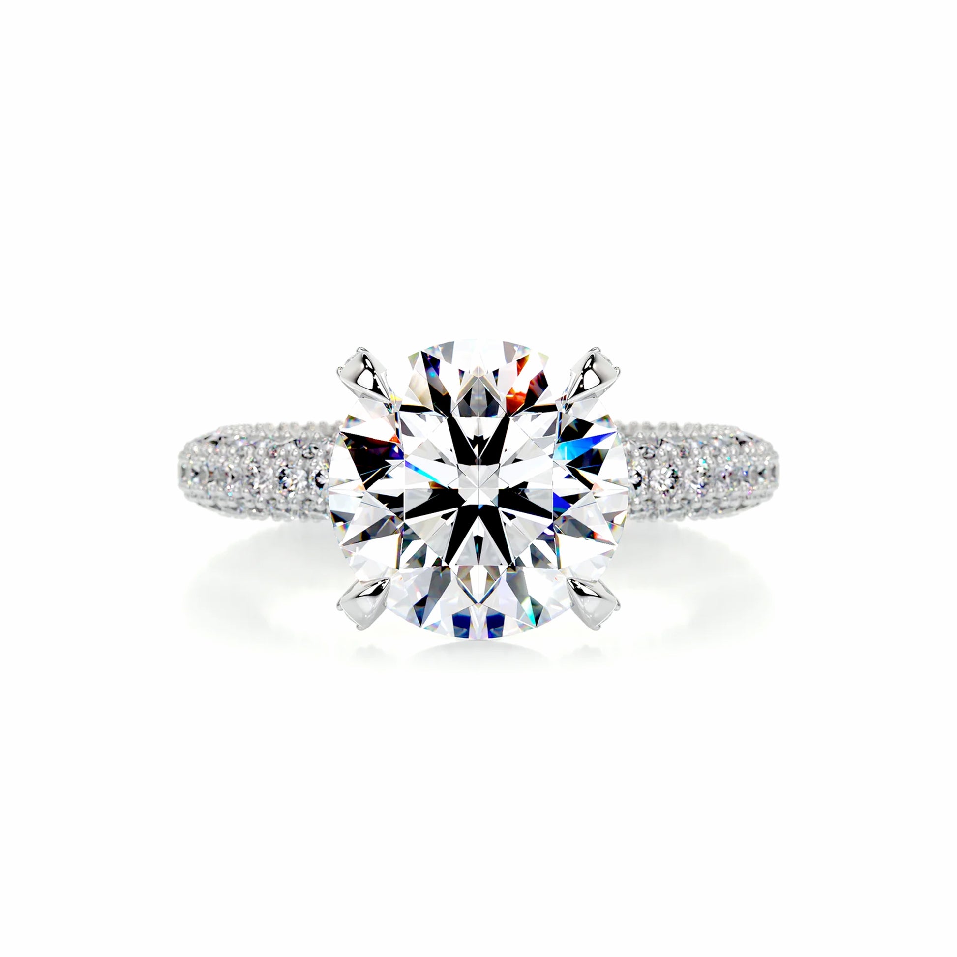 Hidden Halo Round Lab Diamond Ring in Platinum 4 Prong Setting - Neoshine