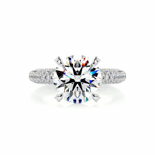 Hidden Halo Round Lab Diamond Ring in Platinum 4 Prong Setting - Neoshine