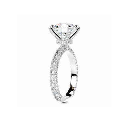 Hidden Halo Round Lab Diamond Ring in Platinum 4 Prong Setting - Neoshine