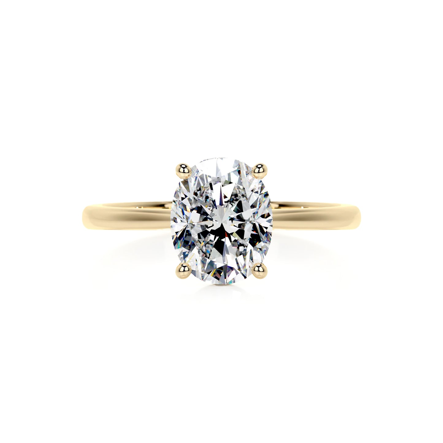 Solitaire Oval Lab Diamond Ring in 18K Yellow Gold 4 Prong Setting - Neoshine