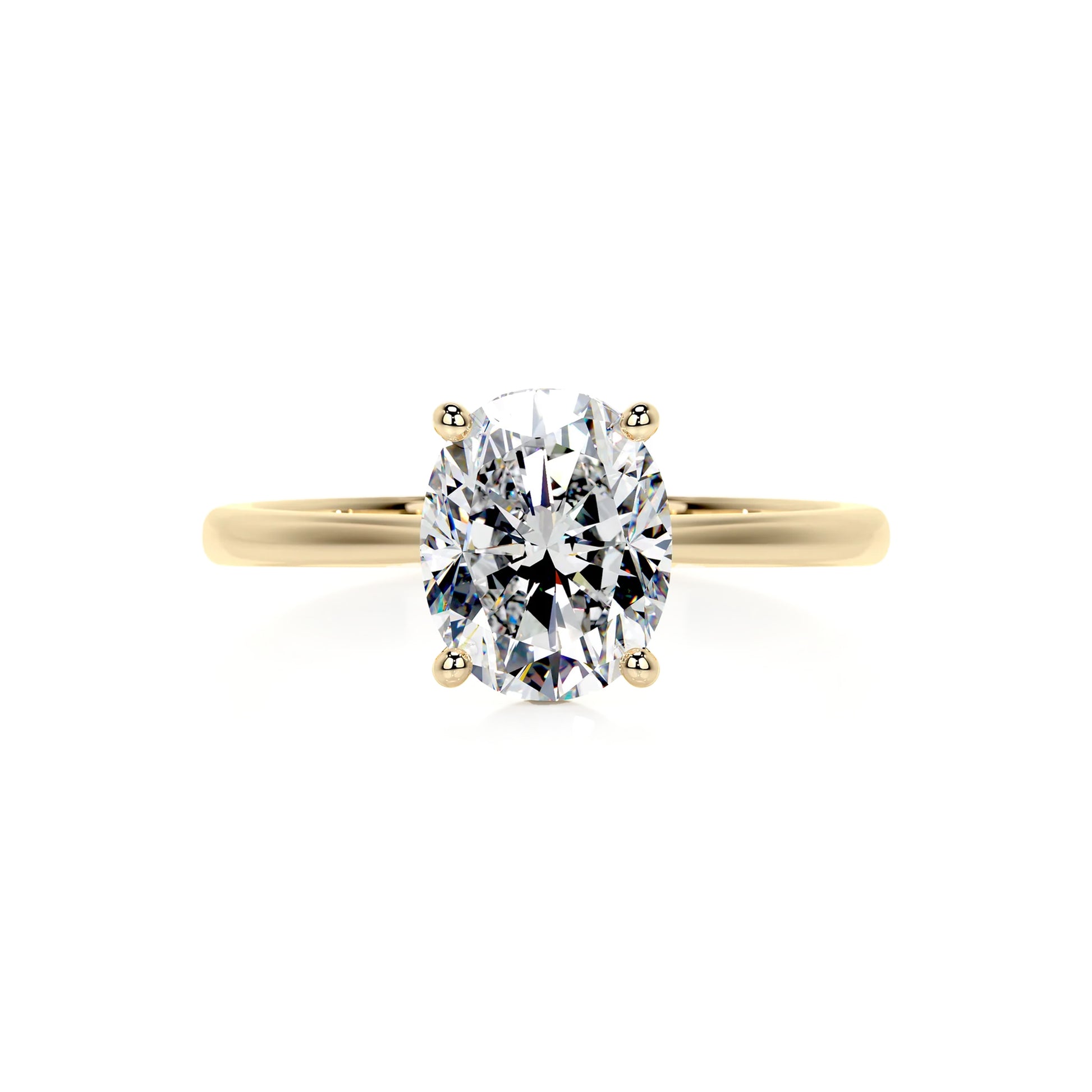 Solitaire Oval Lab Diamond Ring in 18K Yellow Gold 4 Prong Setting - Neoshine
