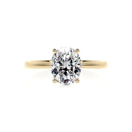 Solitaire Oval Lab Diamond Ring in 18K Yellow Gold 4 Prong Setting - Neoshine