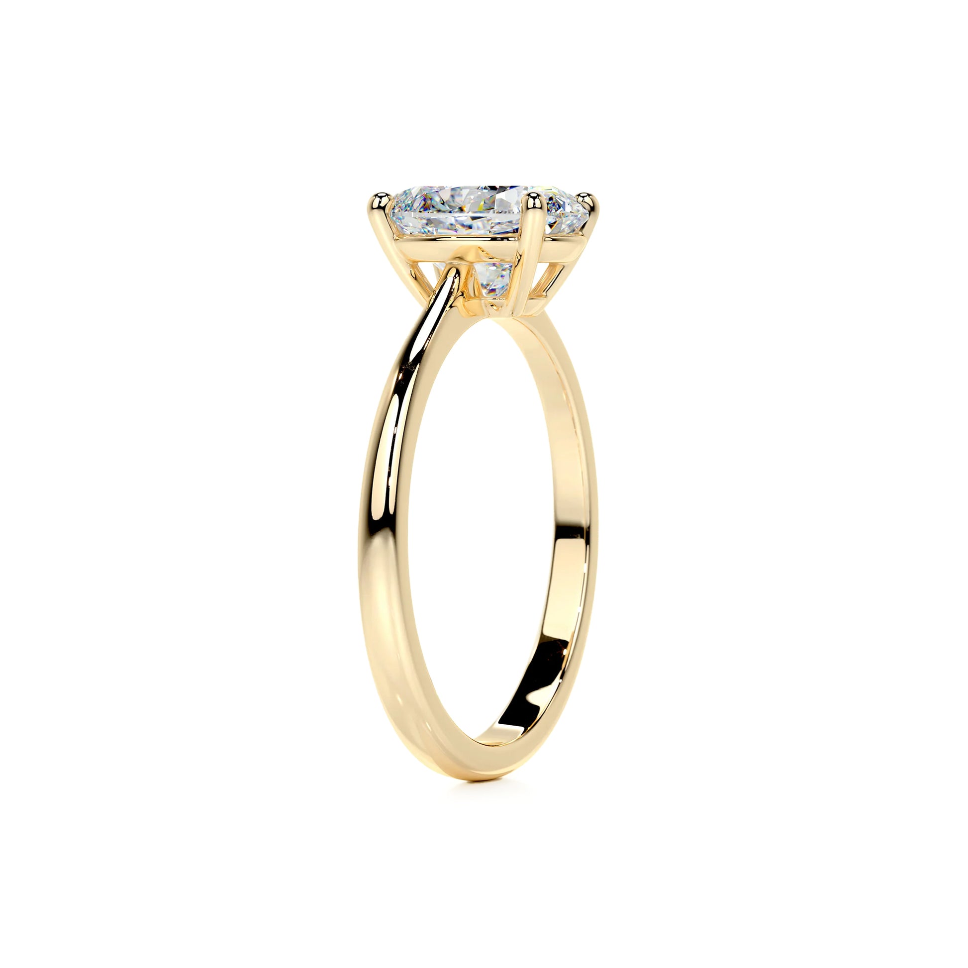 Solitaire Oval Lab Diamond Ring in 18K Yellow Gold 4 Prong Setting - Neoshine