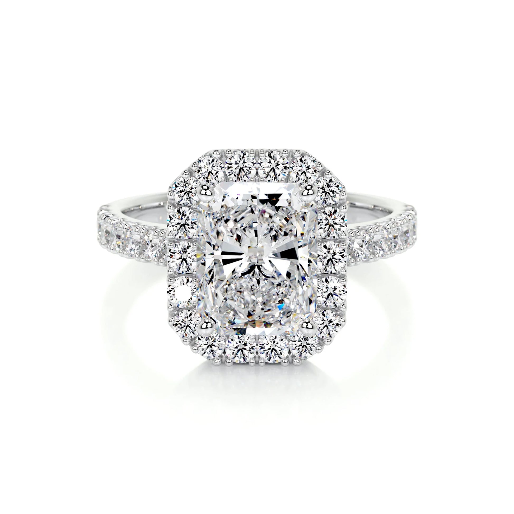 Halo Radiant Lab Diamond Ring in Platinum 4 Prong Setting - Neoshine