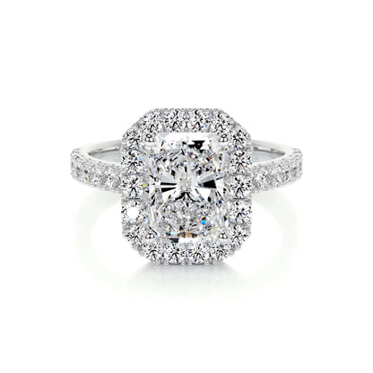 Halo Radiant Lab Diamond Ring in Platinum 4 Prong Setting - Neoshine