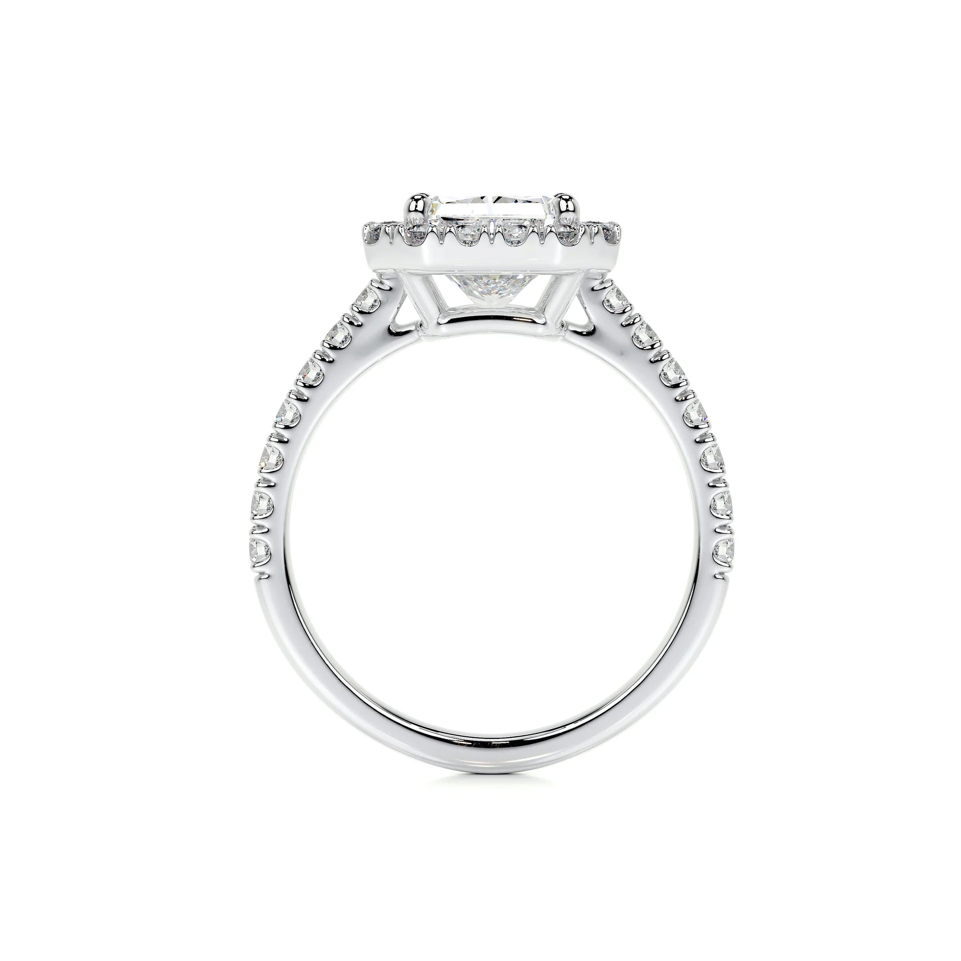 Halo Radiant Lab Diamond Ring in Platinum 4 Prong Setting - Neoshine