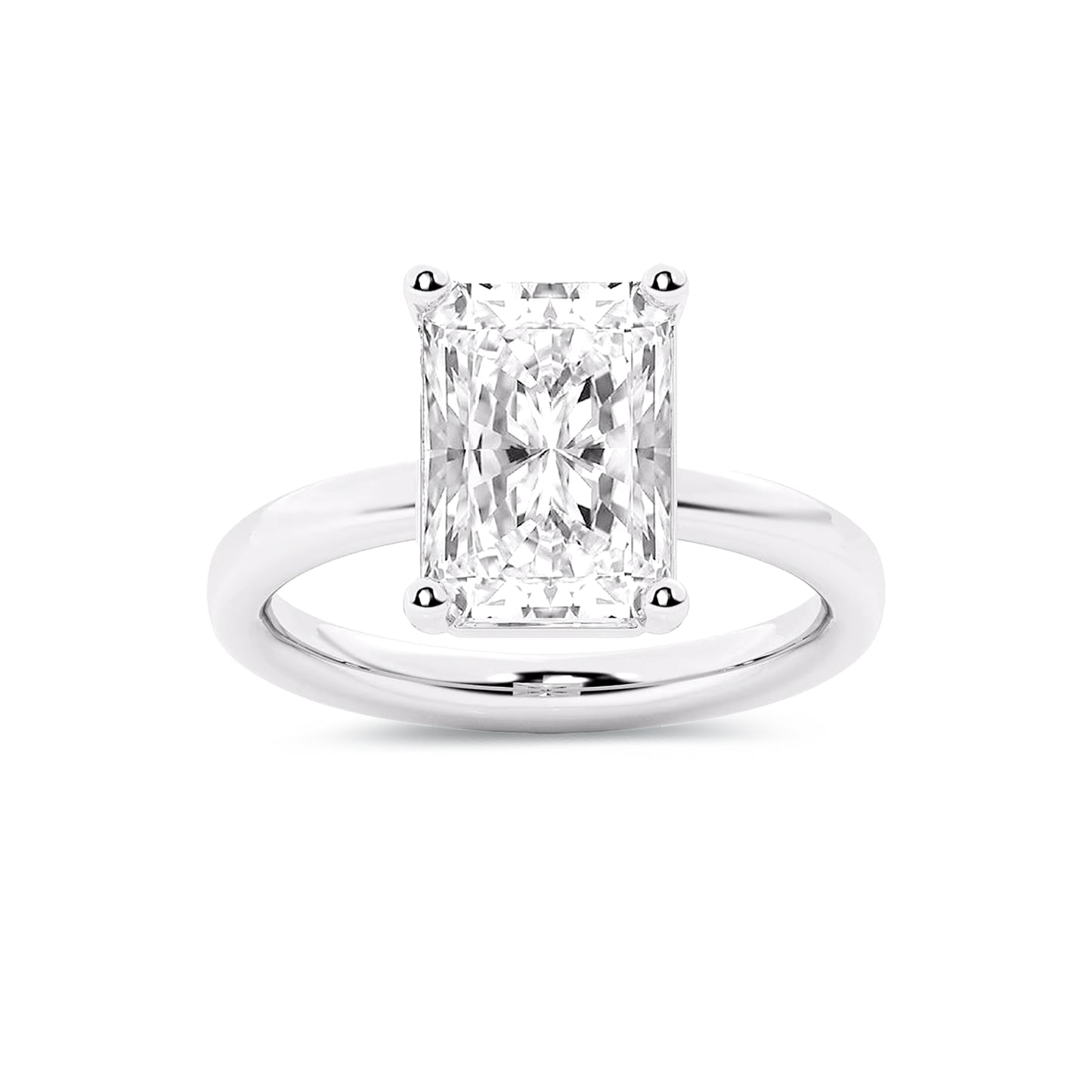 Solitaire Radiant Lab Diamond Ring in Platinum 4 Prong Setting - Neoshine