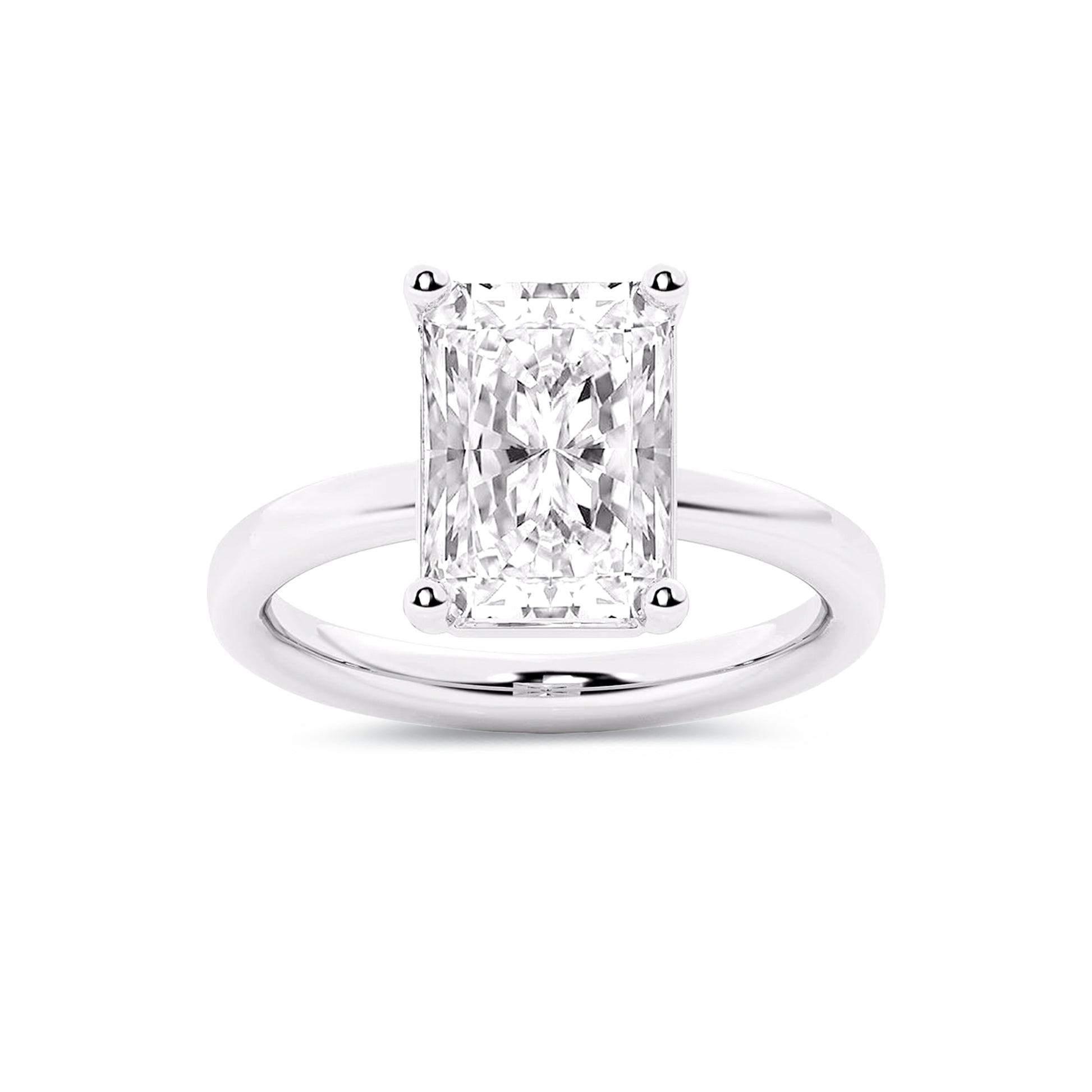 Solitaire Radiant Lab Diamond Ring in Platinum 4 Prong Setting - Neoshine