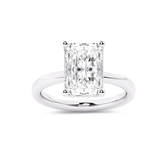 Solitaire Radiant Lab Diamond Ring in Platinum 4 Prong Setting - Neoshine