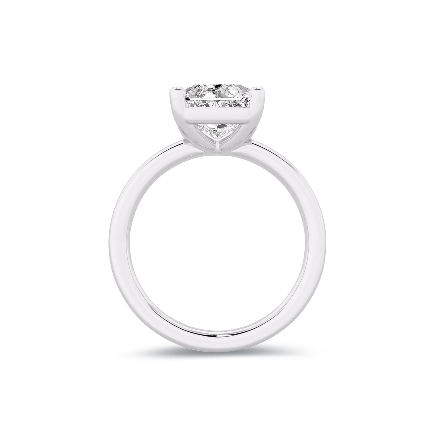 Solitaire Radiant Lab Diamond Ring in Platinum 4 Prong Setting - Neoshine