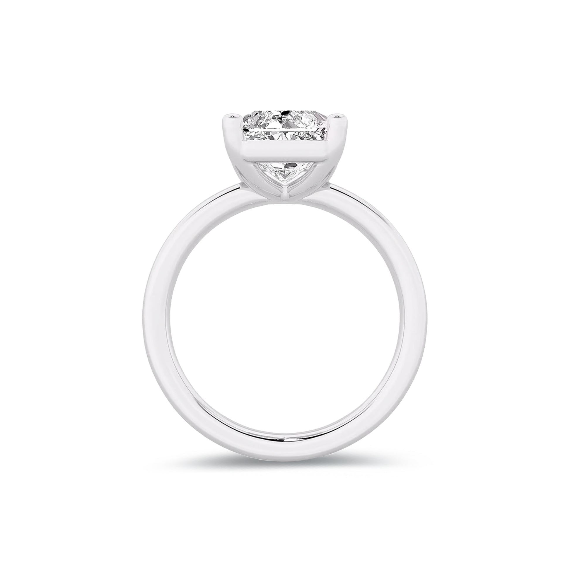 Solitaire Radiant Lab Diamond Ring in Platinum 4 Prong Setting - Neoshine