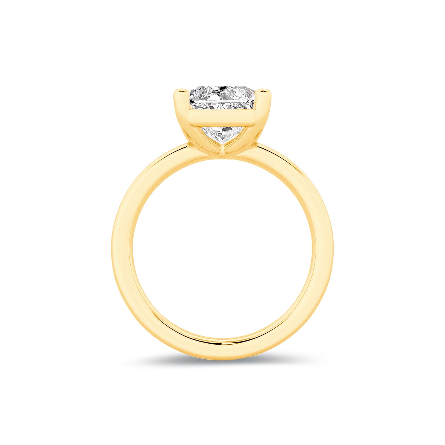 Solitaire Radiant Lab Diamond Ring in 18K Yellow Gold 4 Prong Setting - Neoshine