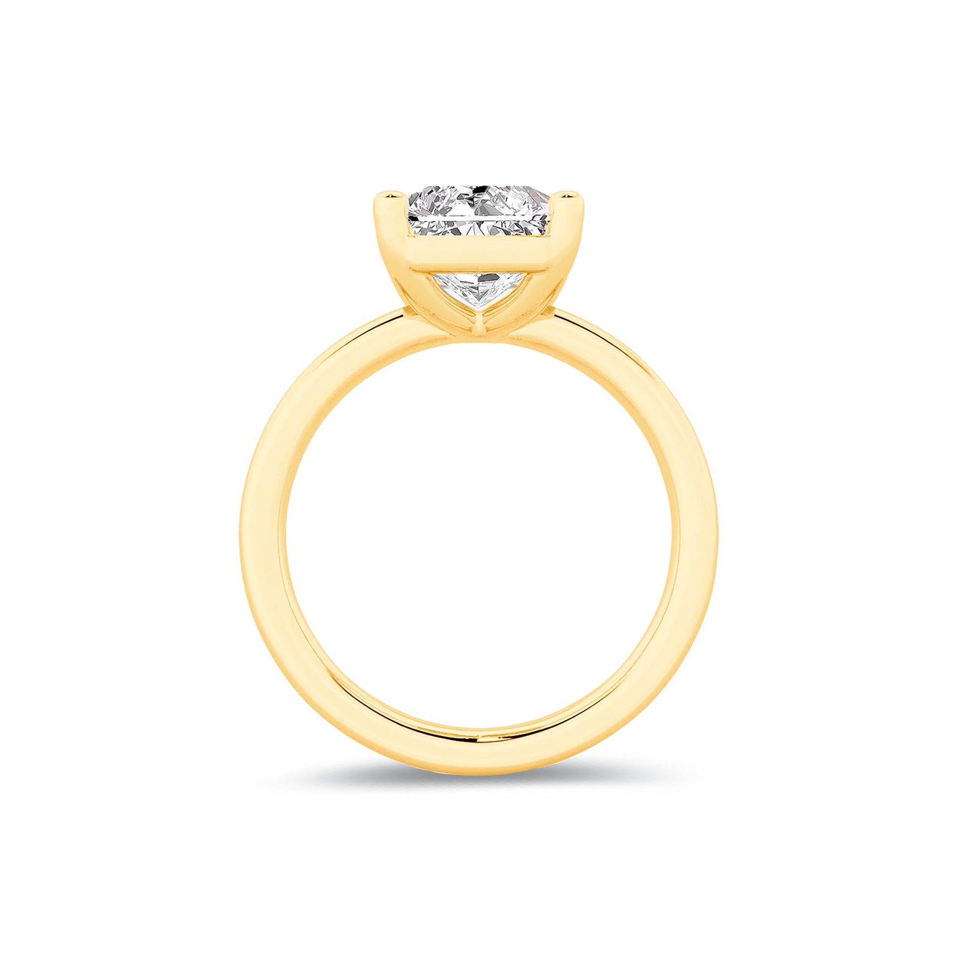 Solitaire Radiant Lab Diamond Ring in 18K Yellow Gold 4 Prong Setting - Neoshine