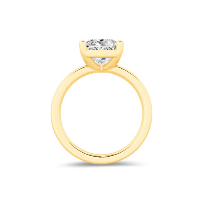 Solitaire Radiant Lab Diamond Ring in 18K Yellow Gold 4 Prong Setting - Neoshine