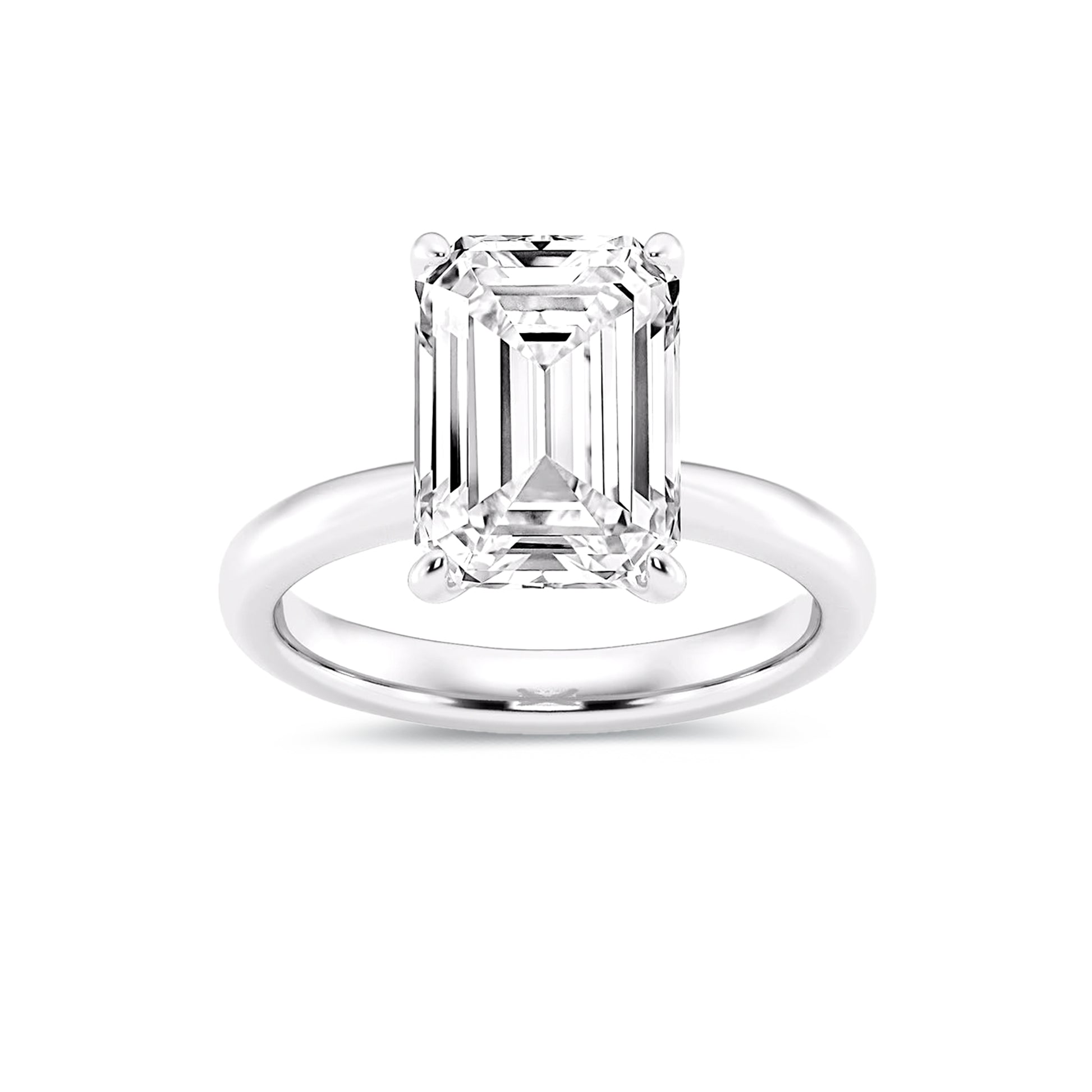 Solitaire Radiant Lab Diamond Ring in Platinum 4 Prong Setting - Neoshine