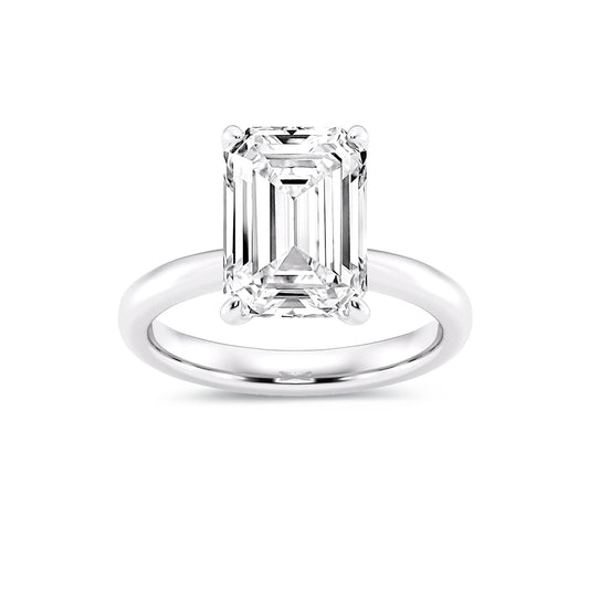 Solitaire Radiant Lab Diamond Ring in Platinum 4 Prong Setting - Neoshine