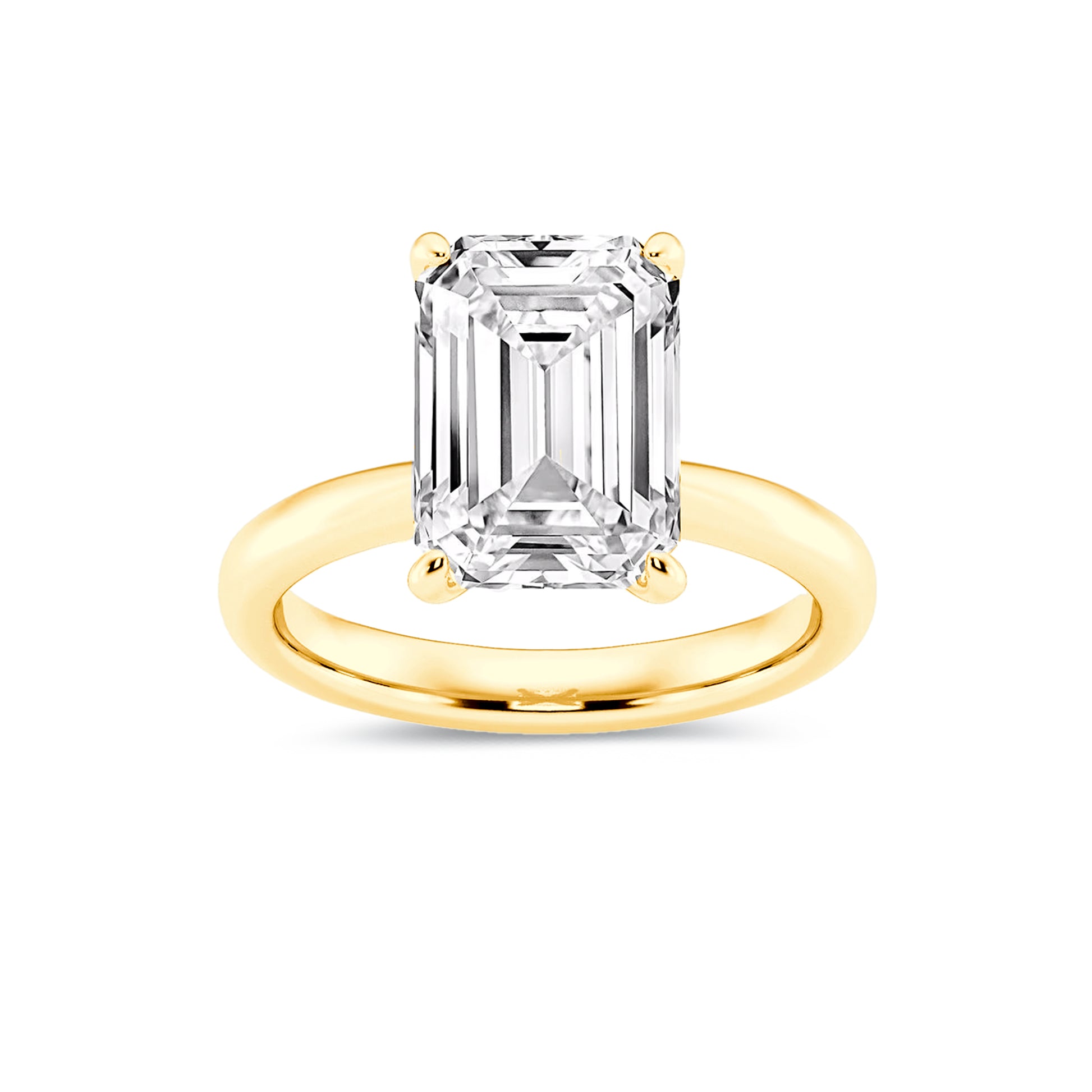 Solitaire Radiant Lab Diamond Ring in 18K Yellow Gold 4 Prong Setting - Neoshine