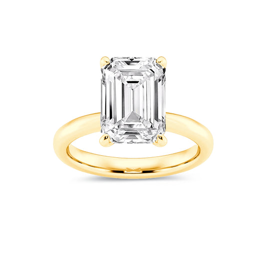 Solitaire Radiant Lab Diamond Ring in 18K Yellow Gold 4 Prong Setting - Neoshine