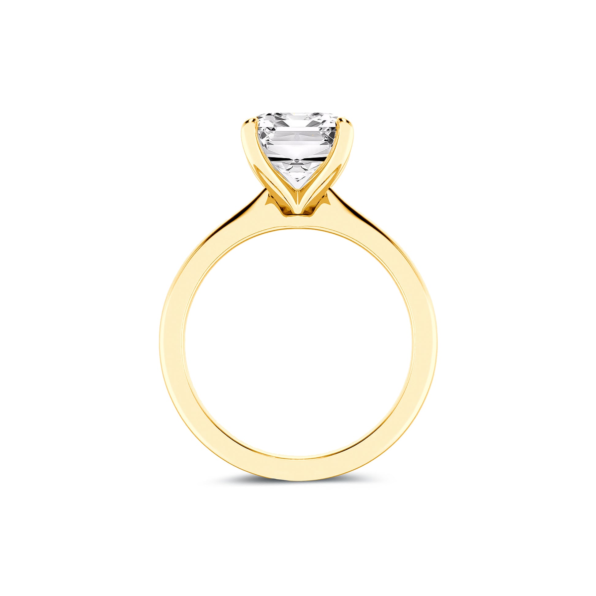 Solitaire Radiant Lab Diamond Ring in 18K Yellow Gold 4 Prong Setting - Neoshine