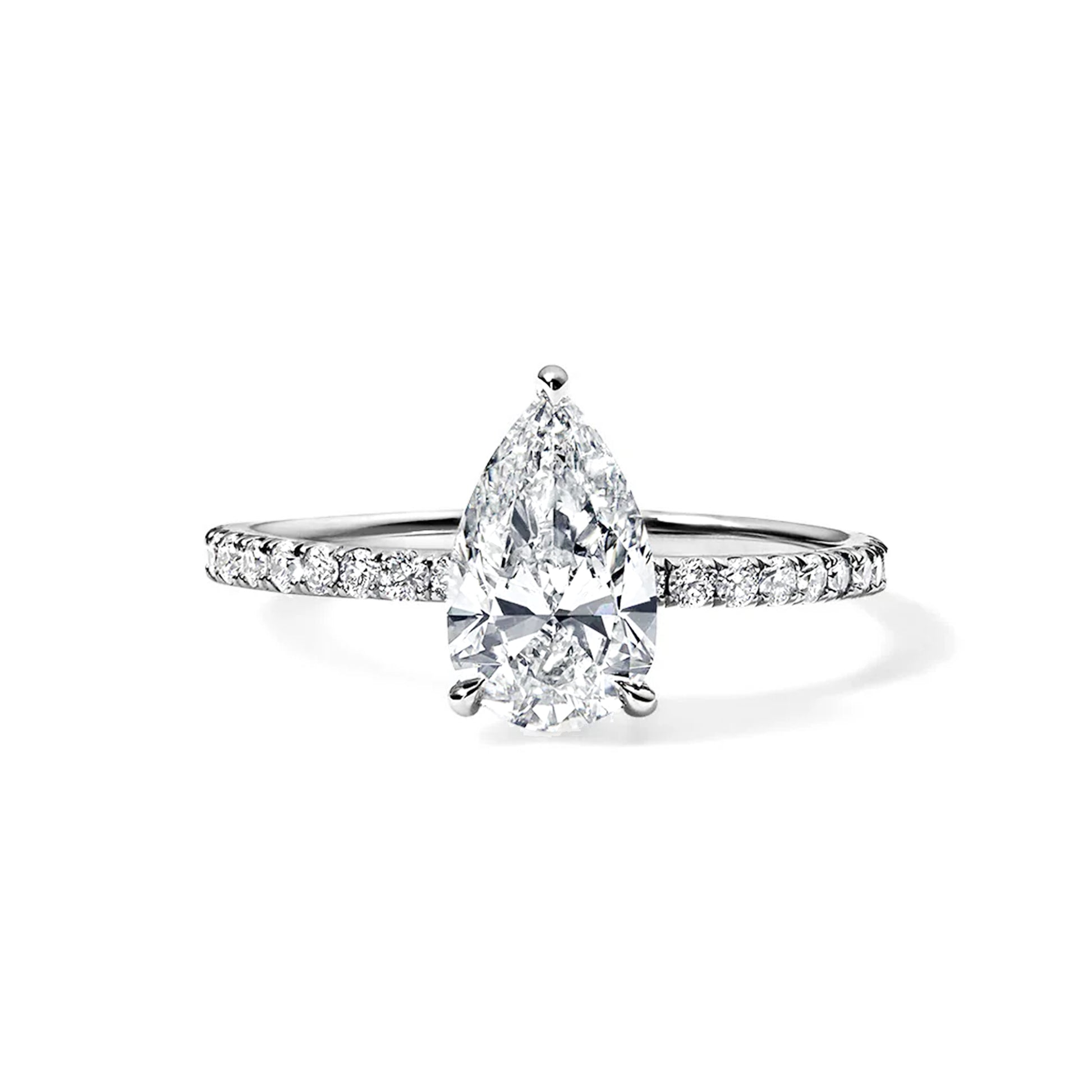 Solitaire Pear Lab Diamond Ring in Platinum Setting - Neoshine