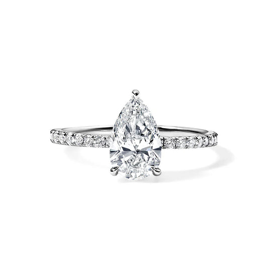 Solitaire Pear Lab Diamond Ring in Platinum Setting - Neoshine