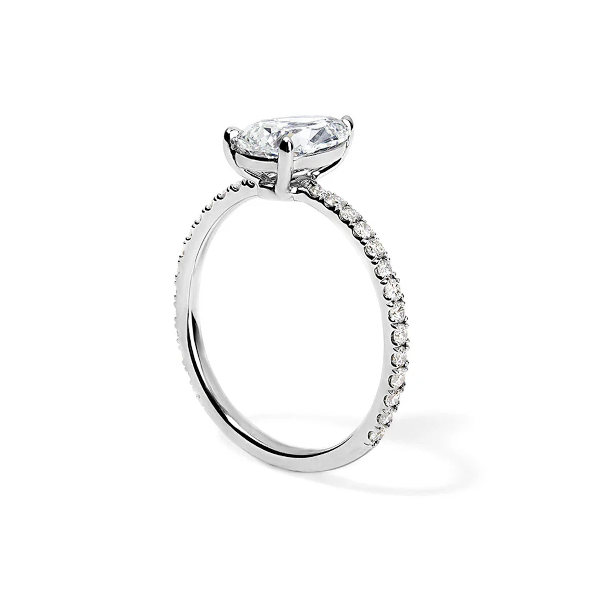 Solitaire Pear Lab Diamond Ring in Platinum Setting - Neoshine