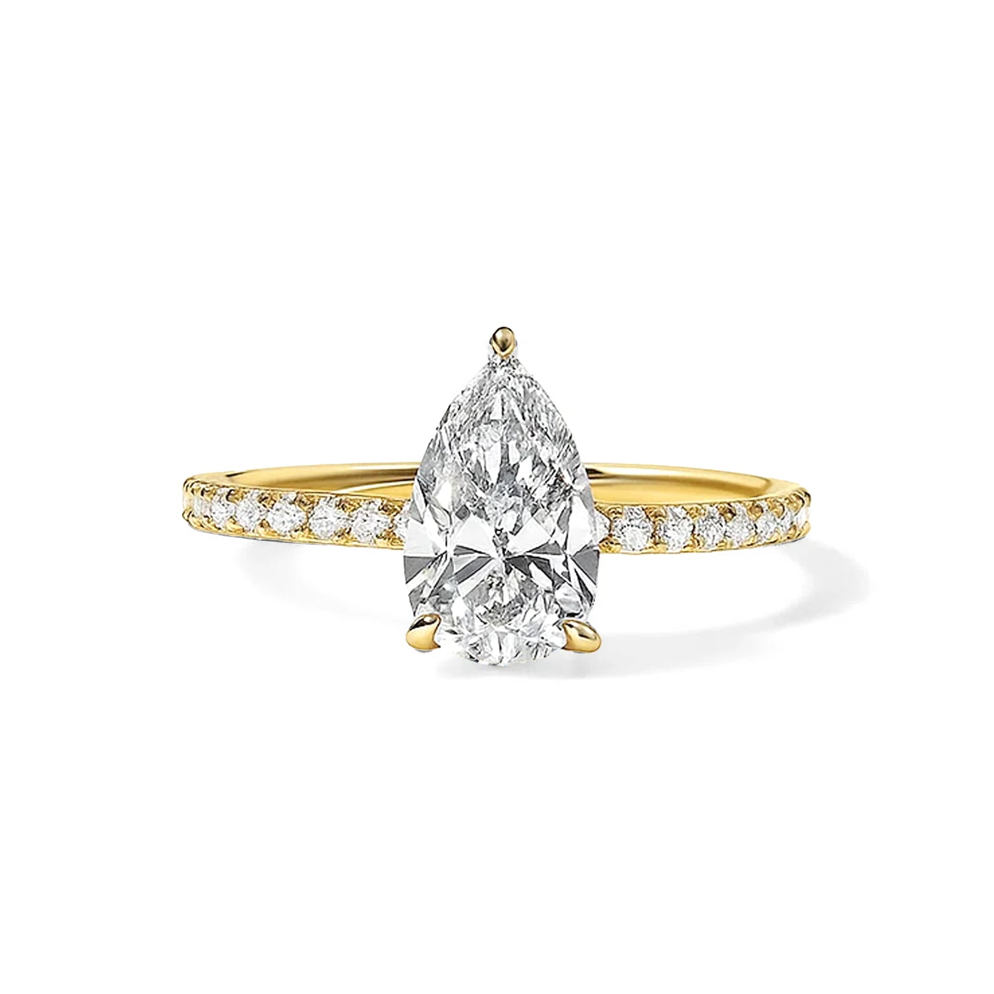 Solitaire Pear Lab Diamond Ring in 18K Yellow Gold Setting - Neoshine