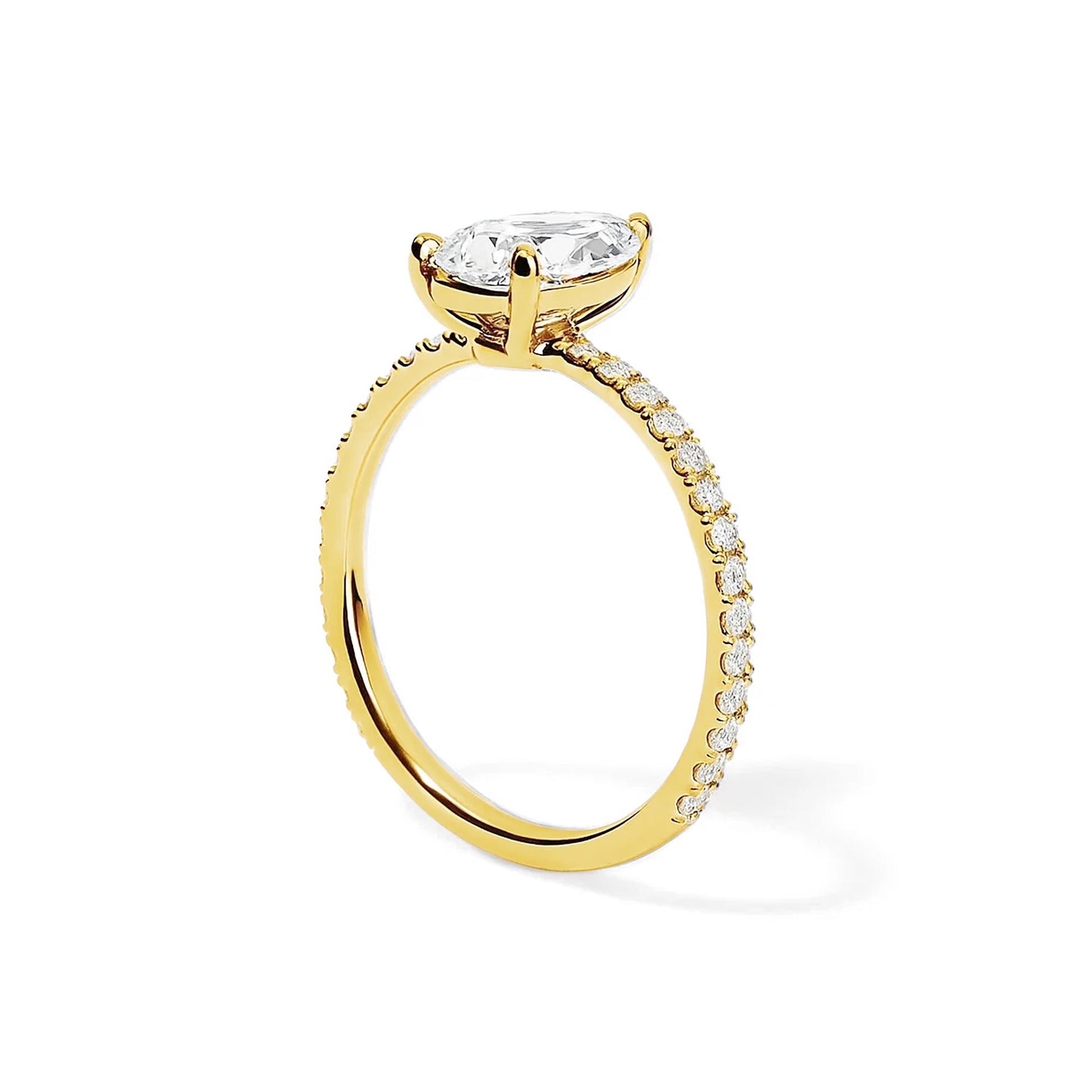 Solitaire Pear Lab Diamond Ring in 18K Yellow Gold Setting - Neoshine