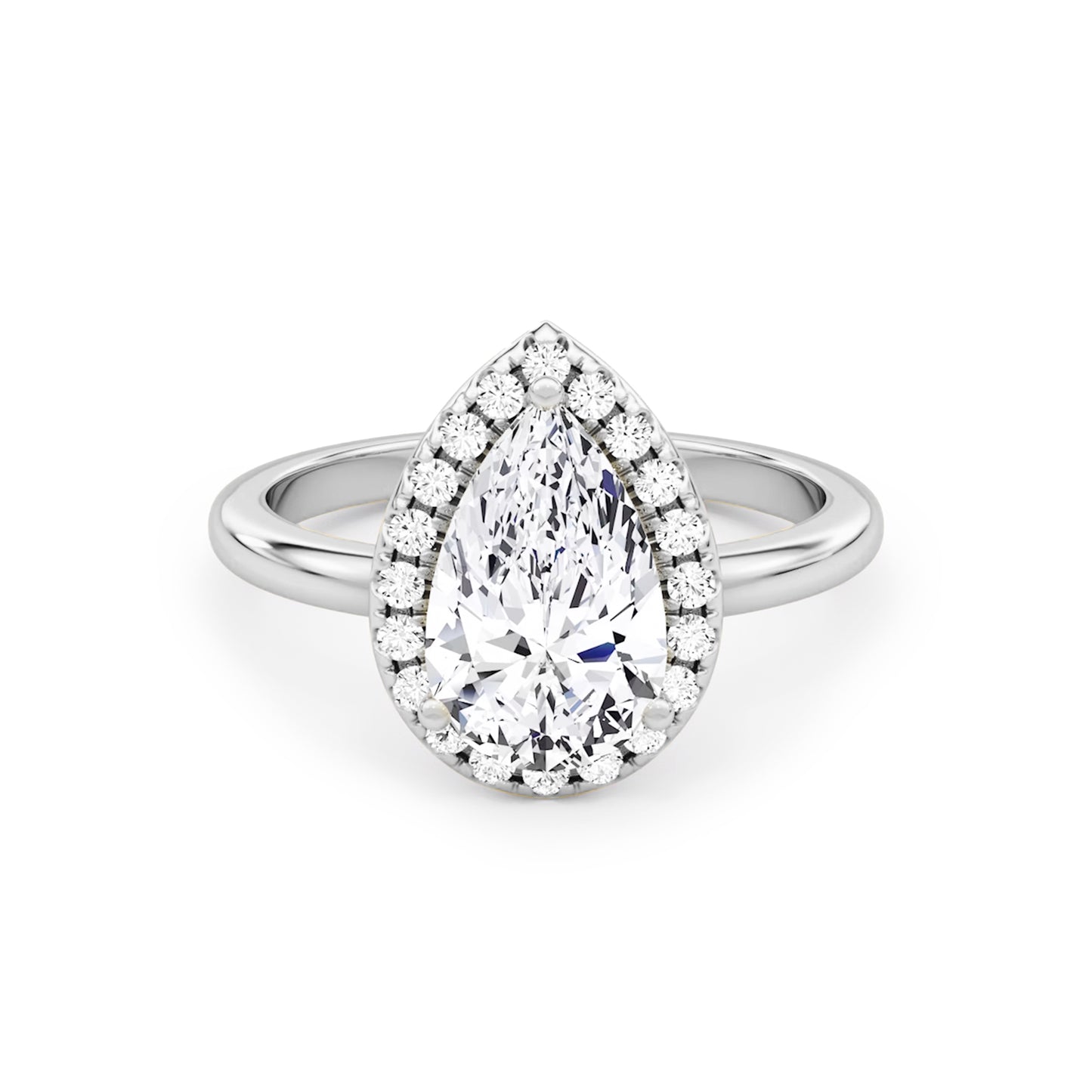 Halo Pear Lab Diamond Ring in Platinum Setting - Neoshine