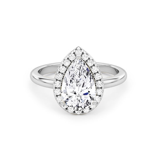 Halo Pear Lab Diamond Ring in Platinum Setting - Neoshine