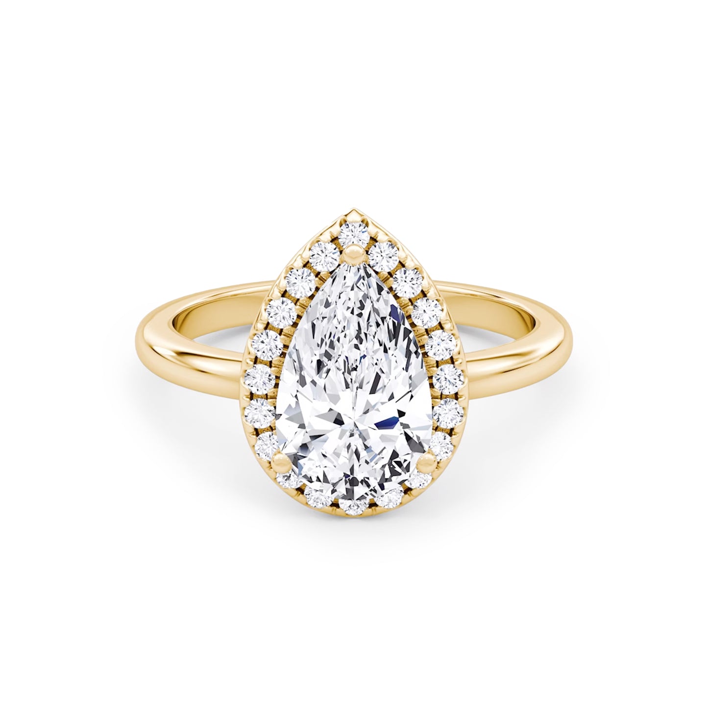 Halo Pear Lab Diamond Ring in 18K Yellow Gold Setting - Neoshine