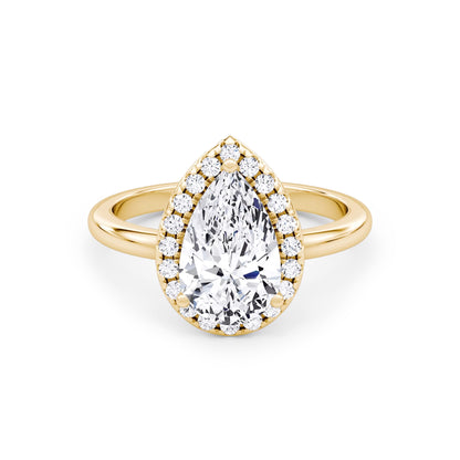 Halo Pear Lab Diamond Ring in 18K Yellow Gold Setting - Neoshine