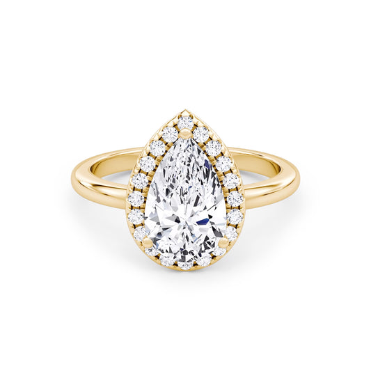 Halo Pear Lab Diamond Ring in 18K Yellow Gold Setting - Neoshine