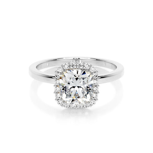 Halo Cushion Lab Diamond Ring in Platinum 4 Prong Setting - Neoshine