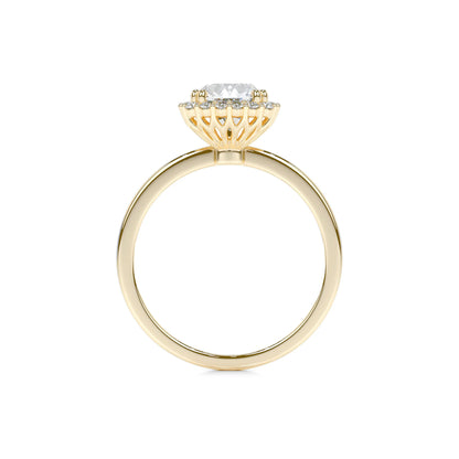 Halo Cushion Lab Diamond Ring in 18K Yellow Gold 4 Prong Setting - Neoshine