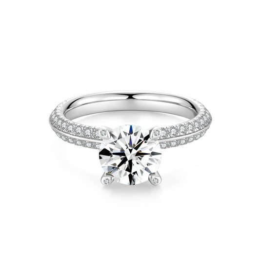 Rose Pink Round Solitaire Lab Diamond Ring in Platinum - Neoshine