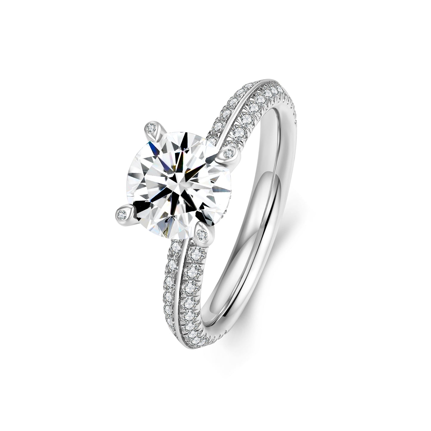 Rose Pink Round Solitaire Lab Diamond Ring in Platinum - Neoshine